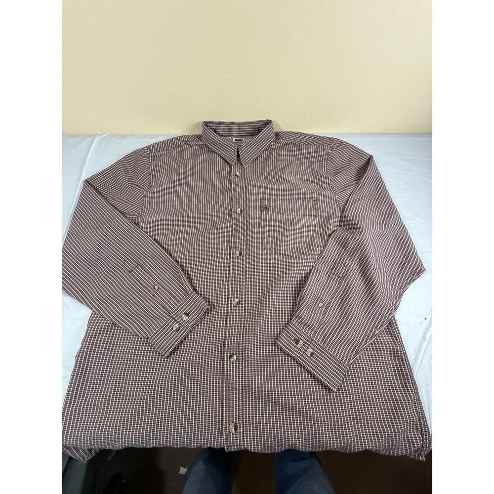 The North‎ Face Men's Long Sleeve Plaid Burgundy Shirt Size XL